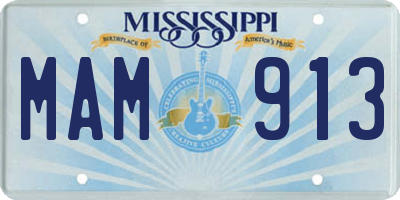 MS license plate MAM913