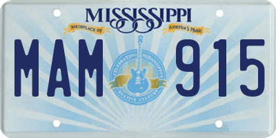 MS license plate MAM915