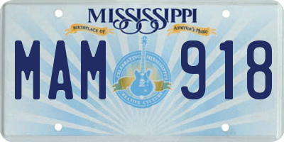 MS license plate MAM918