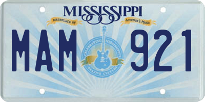 MS license plate MAM921