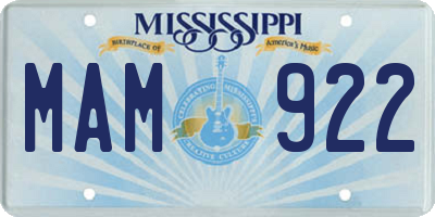 MS license plate MAM922