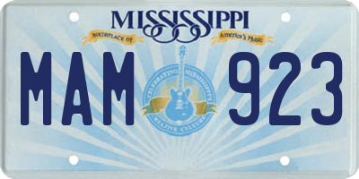 MS license plate MAM923