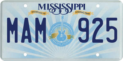 MS license plate MAM925