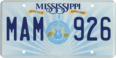 MS license plate MAM926