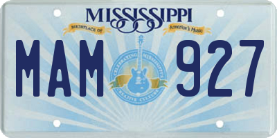 MS license plate MAM927