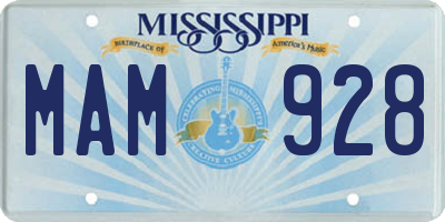 MS license plate MAM928
