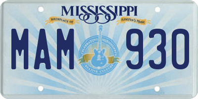 MS license plate MAM930
