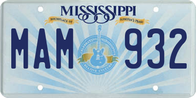 MS license plate MAM932