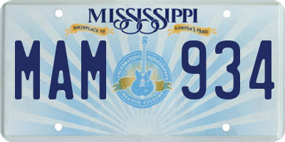 MS license plate MAM934