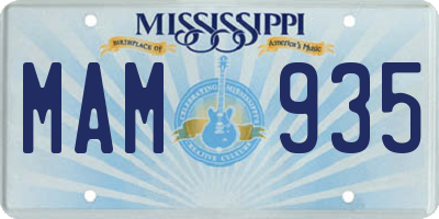 MS license plate MAM935