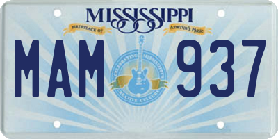 MS license plate MAM937