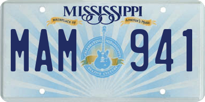 MS license plate MAM941