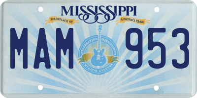 MS license plate MAM953