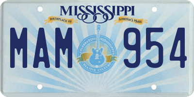 MS license plate MAM954