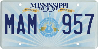 MS license plate MAM957
