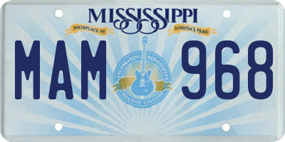 MS license plate MAM968