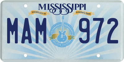 MS license plate MAM972