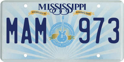 MS license plate MAM973