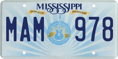 MS license plate MAM978