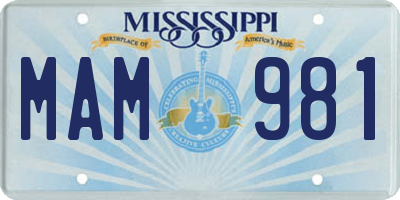 MS license plate MAM981