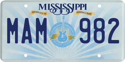 MS license plate MAM982