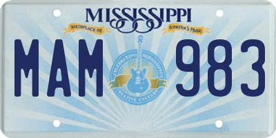 MS license plate MAM983