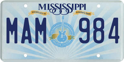 MS license plate MAM984