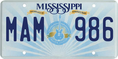 MS license plate MAM986