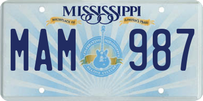 MS license plate MAM987