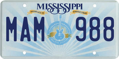 MS license plate MAM988