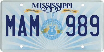 MS license plate MAM989