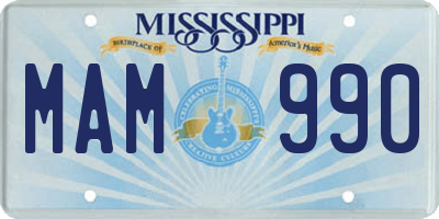MS license plate MAM990