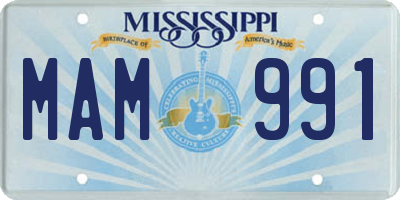 MS license plate MAM991