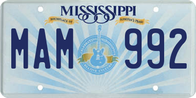 MS license plate MAM992