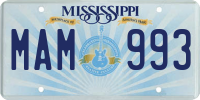 MS license plate MAM993