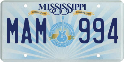 MS license plate MAM994