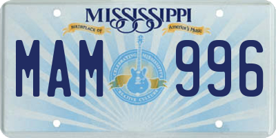 MS license plate MAM996