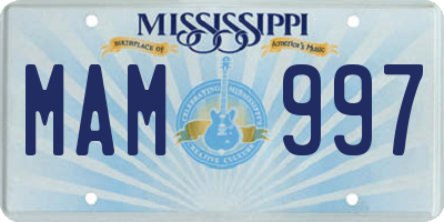 MS license plate MAM997