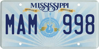 MS license plate MAM998