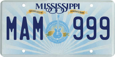 MS license plate MAM999