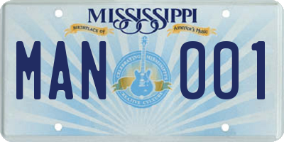 MS license plate MAN001