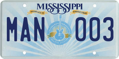 MS license plate MAN003