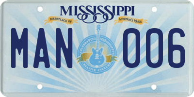 MS license plate MAN006
