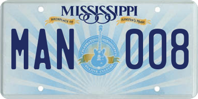 MS license plate MAN008