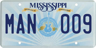 MS license plate MAN009