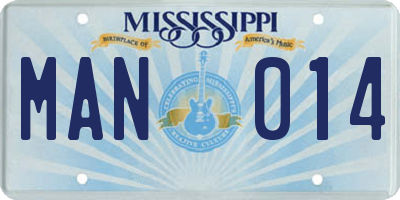 MS license plate MAN014
