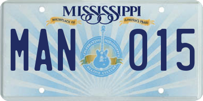 MS license plate MAN015