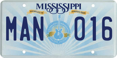 MS license plate MAN016