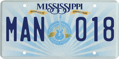MS license plate MAN018