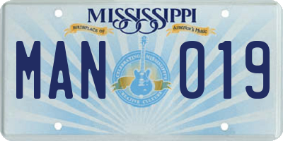 MS license plate MAN019